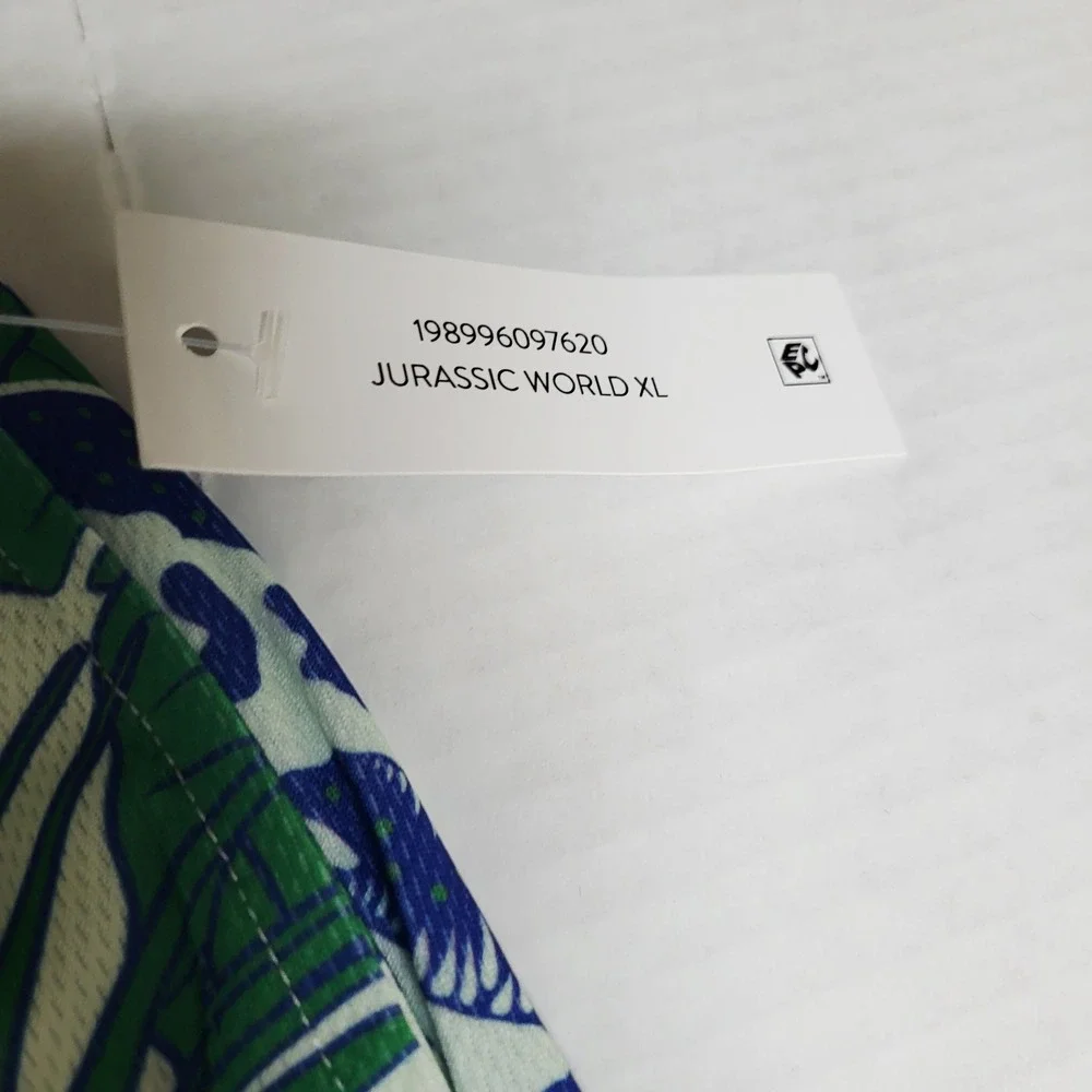 Jurassic Park‎ Mens XL Swim Trunks Tropical Dinosaur Print Blue Green White NEW